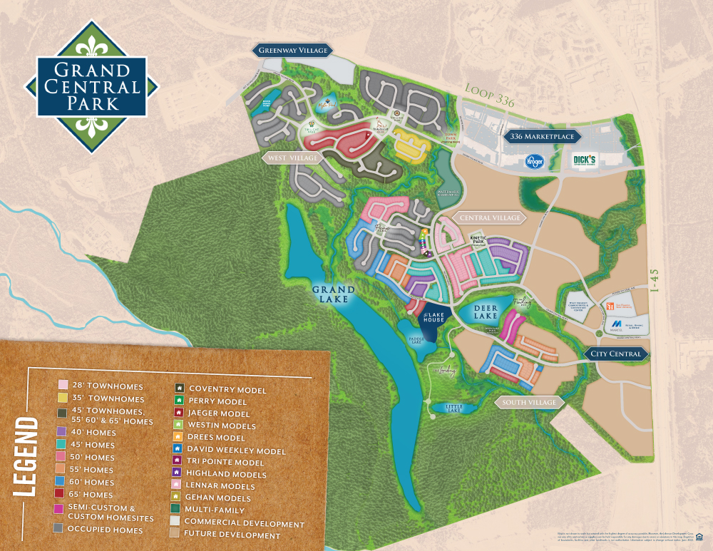 Community Master Plan Map Grand Central Park in Conroe, TX