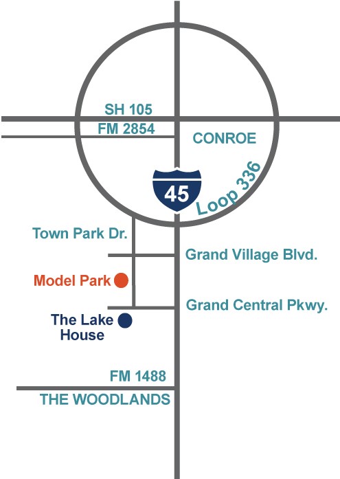 Map giving directions to Conroe school supply drive