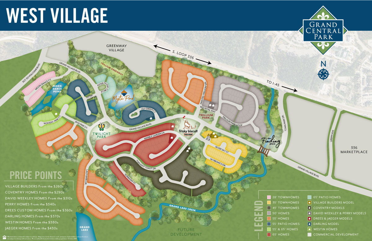 Grand Central Park West Village Model Home Map in Conroe TX